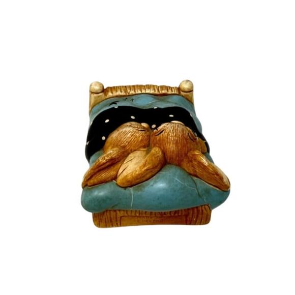 Vintage Pendelfin Stoneware Rabbit Figurine Twins Made in England Handpainted - Picture 4 of 6